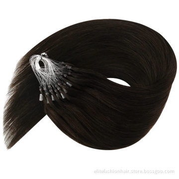 Hot sells double drawn Healthy bouncy texture rumy human virgin russian 12 to 30 inch loop hair micro ring hair micro loop hair